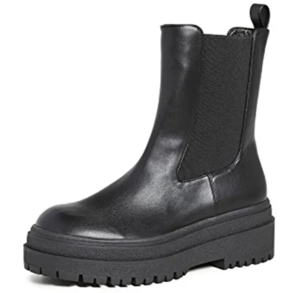 NWT Good American Leather Chunky Chelsea Combat Black Biker Boot - New in Box - Picture 2 of 12